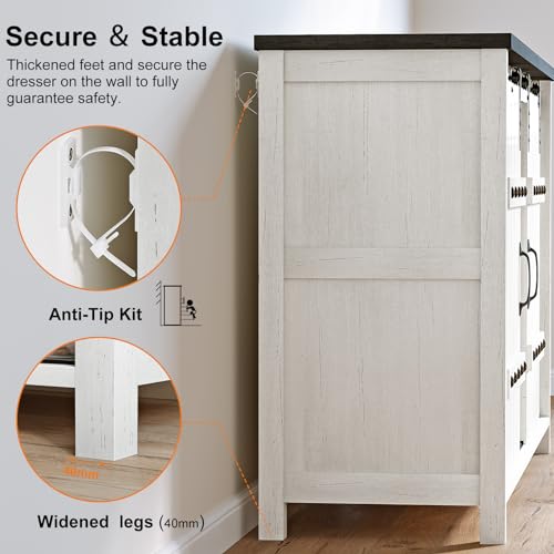 Farmhouse Dresser for Bedroom with 3 Drawers and Barn Doors N58927