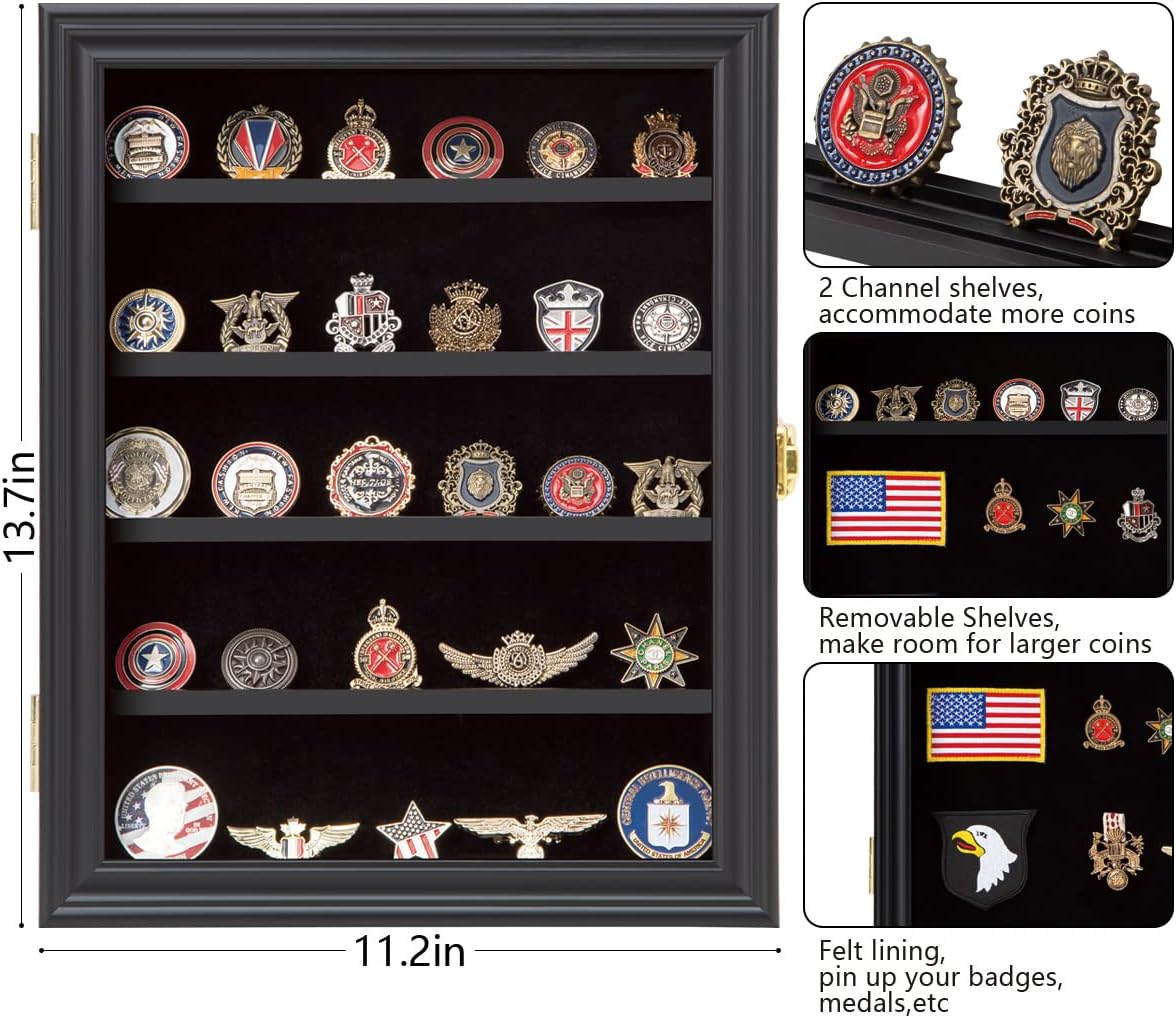 Medals Display Case with Removable Shelves and Pinnable Background P851