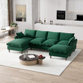 U Shaped Sectional Sofa Cloud Couch for Living Room, 112" Comfy Modular Deep Seat Couches, Oversized Fluffy Modern Chenille 6-Seater Sofa with Lounge Chaise Ottoman, Cream White