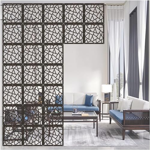LNNW Hollow Out Carving Pattern Privacy Screen Panel, Folding DIY Decorative Wall Partition for Home Office Restaurant Screen Panels Home Decoration (Color : Black, Size : 29cm-1pcs)