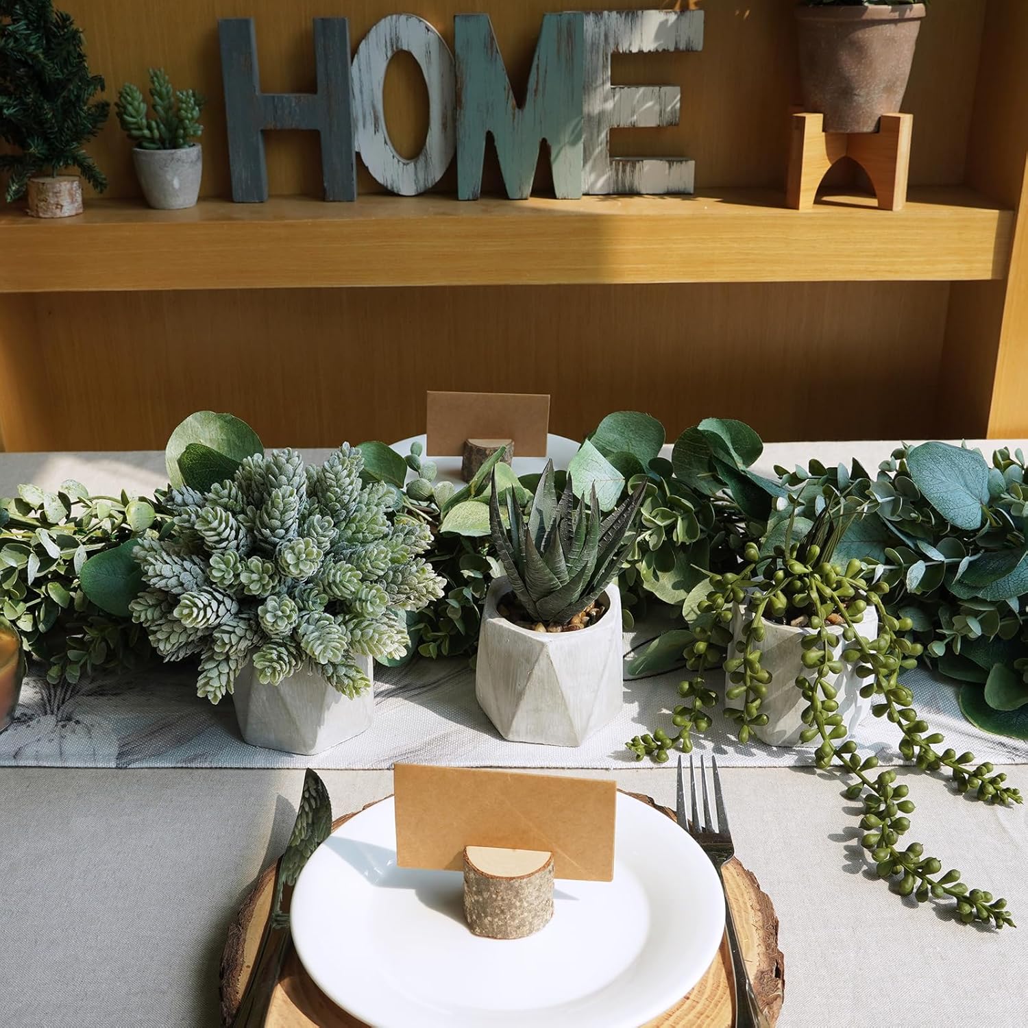 Set of 3 Mini Artificial Succulent Plants in Gray Hexagon Ceramic Pots X1692