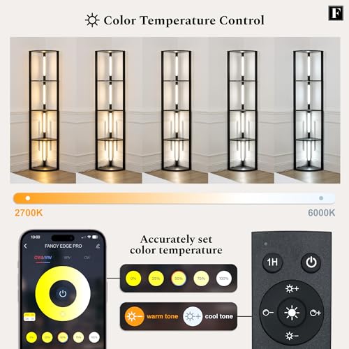 LED Display Shelf with Dimmable Lights for Living Room B36628