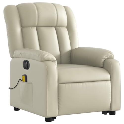 vidaXL Gray Faux Leather Electric Massage Recliner Chair with Power Lift and Reclining Functions for Living Room Comfort