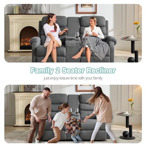 Reclining Loveseat with Console, 2-Seater Manual Recliner Sofa for Living Room H882662