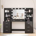 Large Vanity Desk with Mirror and Lights, White Makeup Vanity with Power Outlet, 8 Drawers U4403