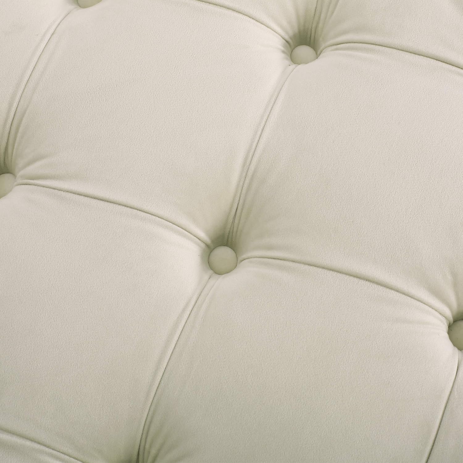 Round Tufted Velvet Ottoman, Beige Z192983
