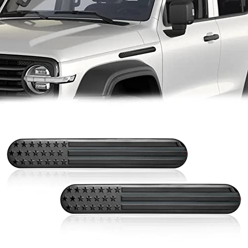 2Pcs USA American Metal Flag Auto Fender Emblem, American Flag Decal Emblem Sticker 3D US Car Decals for Auto SUV Truck Motorcycle Bumper Window Fender Accessories-Black