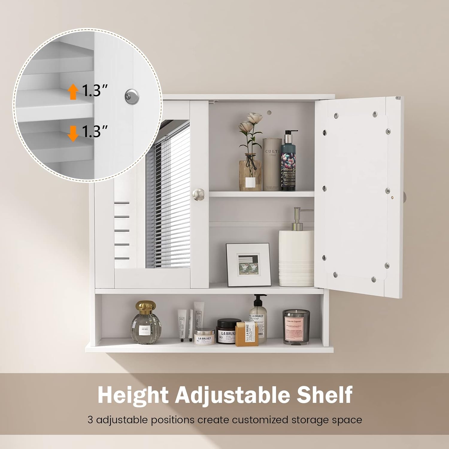 Wall Bathroom Storage Cabinet, White P536
