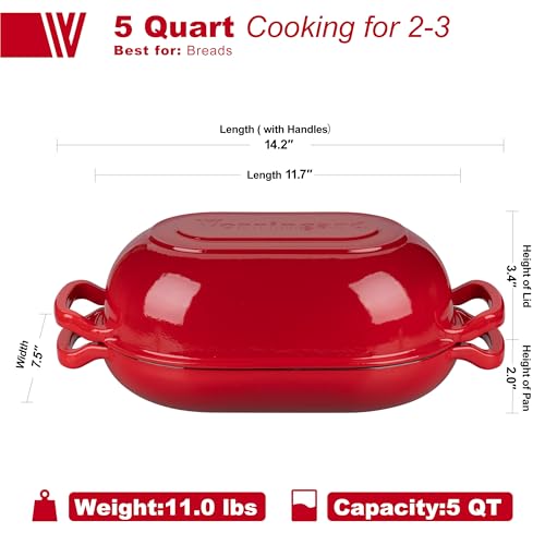 Enameled Cast Iron Dutch Oven with Lid for Bread Baking, 5QT M245