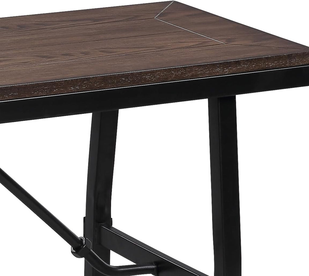 Oak and Black Rectangle Bench S128