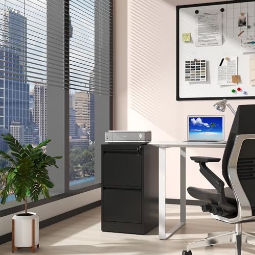 Locked Metal File Cabinet, 3 Drawer, Black W6543