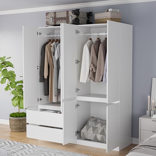 White Wardrobe Closet with Drawers and Doors U924913