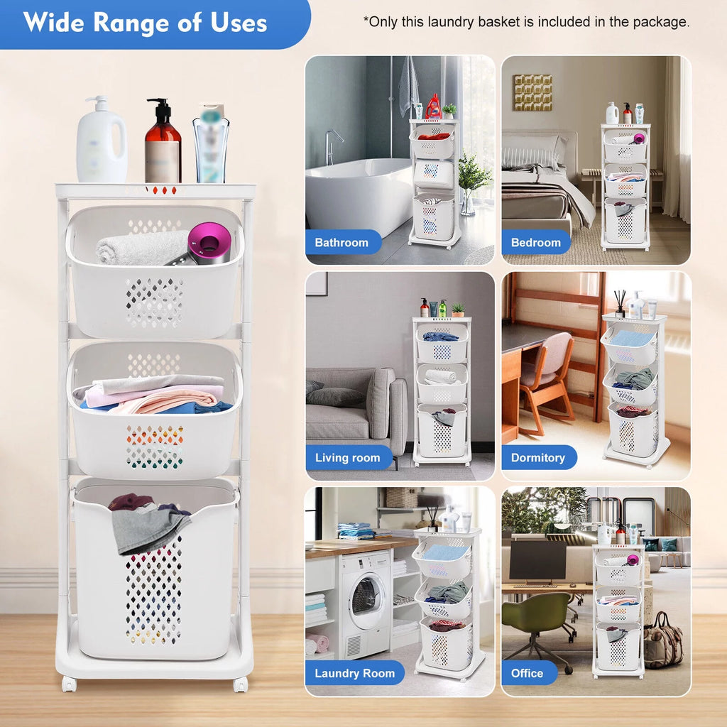 3-Tier Laundry Hamper Sorter with Rolling Cart Z172598