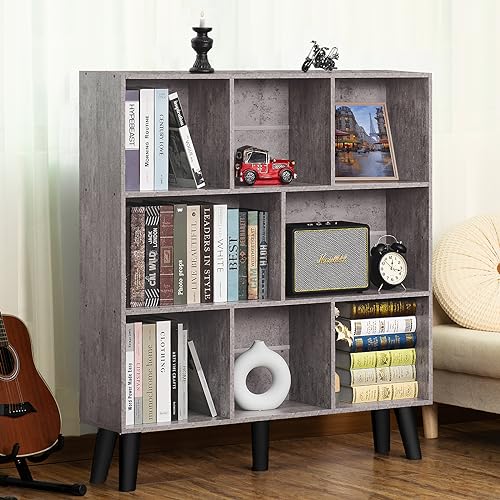 LEYAOYAO 5 Cube Bookshelf, 3-Tier Bookcase with Legs, Pink Kids Book Shelf Cute Storage Organizer, Free standing Open Toy Shelves Modern Bookshelves,Wood Display Bookcases for Bedroom,Living Room
