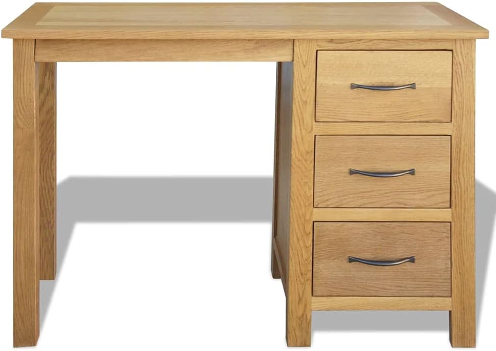 Desk with 3 Drawers, Solid Oak Wood, Home Office C72191