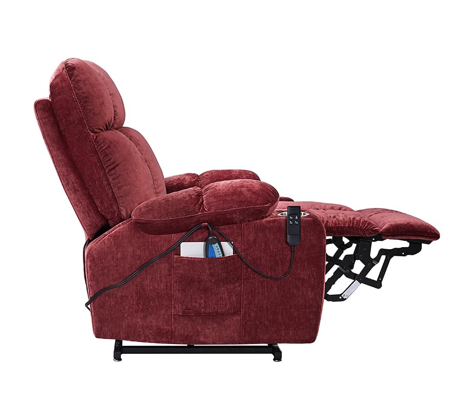 Power Lift Recliner Chair with Massage and Heat for Elderly, Dual Motor, Red A424100