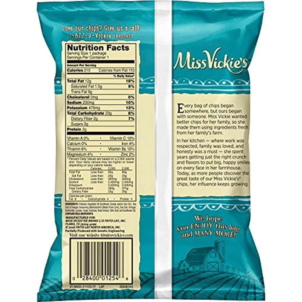 Kettle Cooked Potato Chips, Sea Salt and Vinegar, 1.38 oz Bags T2739