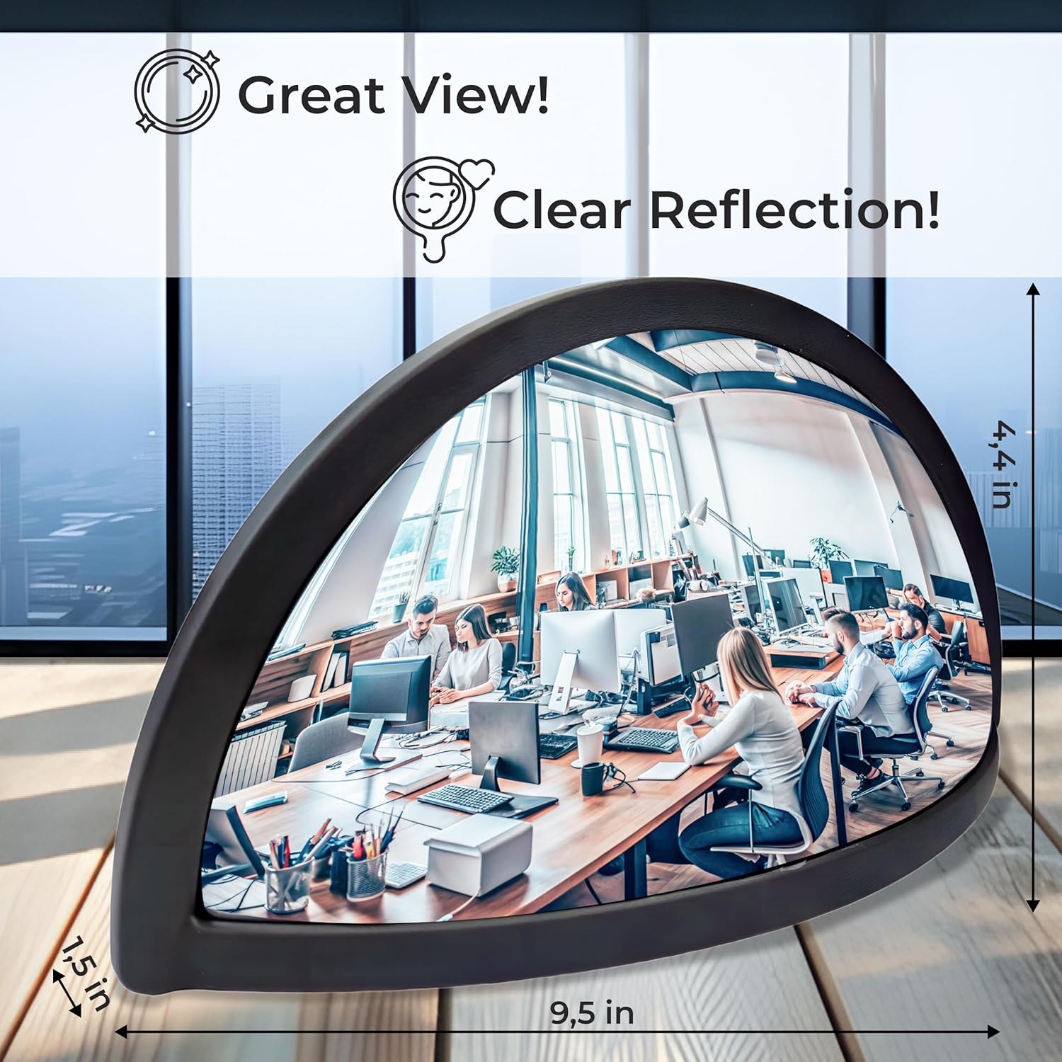Half Concave Mirror for Cubicle Desk, See Behind You, Office Accessories B464728