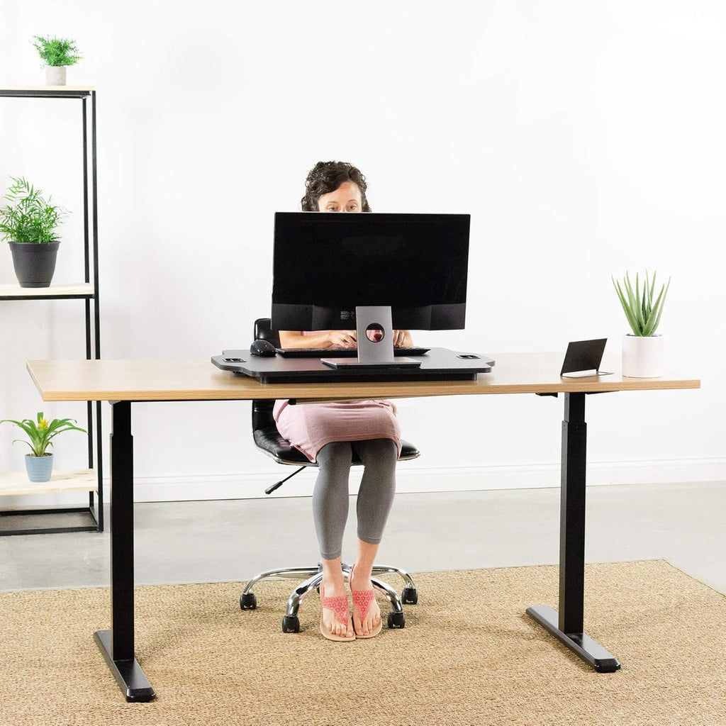 Adjustable 27 inch Standing Desk Converter, Sit Stand Tabletop Riser Workstation, Black Q15947