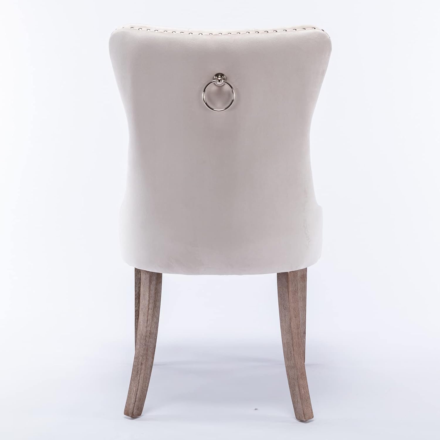 Tufted Velvet Upholstered Dining Chair with Wood Legs, 2-Piece Set, Beige X389