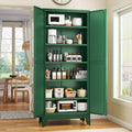 75.2" Tall Pantry Cabinet, Kitchen Pantry Storage Cabinets with 2 Door and 5 Adjustable Shelves, White Metal Pantry Storage Cabinet, Cupboard for Kitchen, Dining Room, Living Room and Bathroom