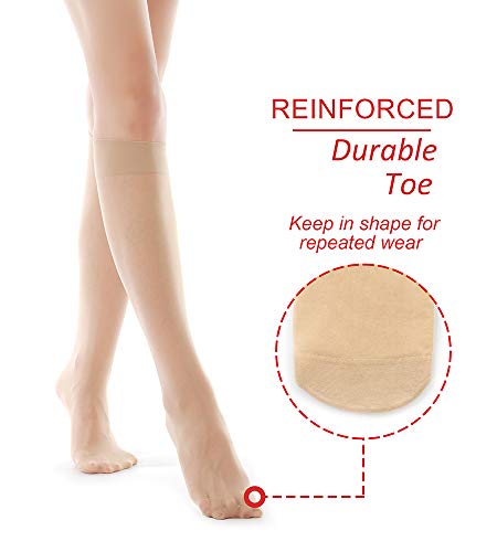 9 Pairs Knee High Pantyhose with Reinforced Toe A795577