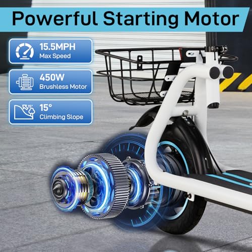 Electric Scooter for Adults, Foldable, 450W Motor, 12" Pneumatic Tire, Dual Disc Brake D9923