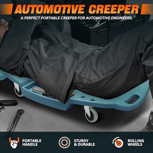 Low Profile Automotive Creeper with Padded Headrest, Red U80837