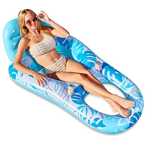 Inflatable Pool Lounger with Cup Holders and Foot Rest P202