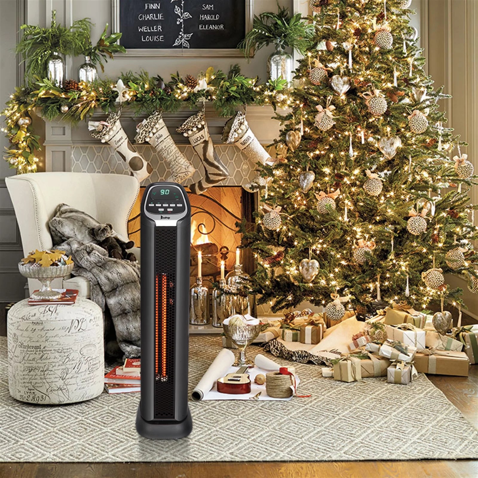 24" Indoor Quartz Infrared Space Heater with Thermostat and Remote D50005