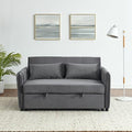 3-in-1 Versatile Convertible Sofa Bed, Velvet Double Sofa with Pull-out Bed, Futon Couch with Adjustable Backrest and Side Pocket,Loveseats Sofa Bed,Square Arms, for Living Room Apartment, Grey