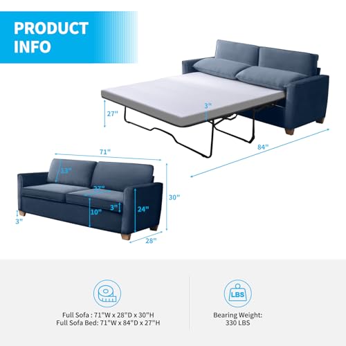 Sleeper Sofa Couch with Pullout Bed and Foam Mattress C636