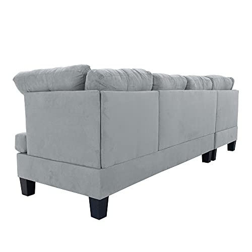 Modern Tufted Micro Suede L-Shaped Sectional Sofa with Reversible Chaise U979859