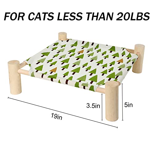 Cat and Dog Hammock Bed Wooden Elevated Cooling Outdoor Bed for All Seasons D859531