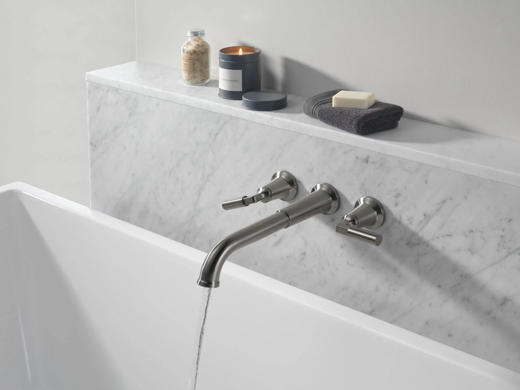 Wall Mounted Double Handle Tub Filler Trim - Nickel F557347