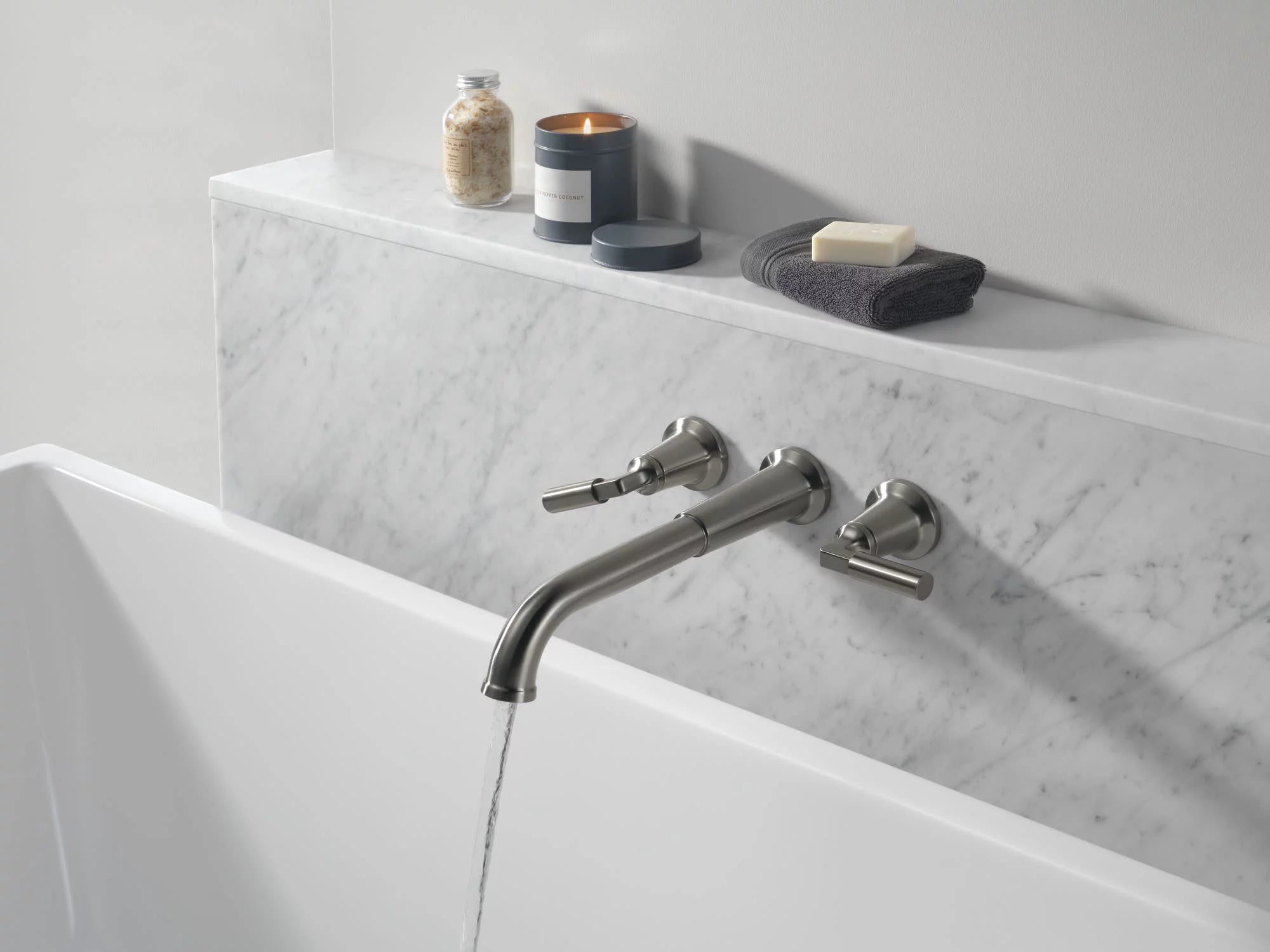 Wall Mounted Double Handle Tub Filler Trim - Nickel F557347