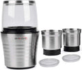 Electric Coffee Grinder Plus Wet And Dry Spice Grinder With 2 Stainless Steel Blades Removable Bowls, SA-2915