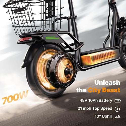 Electric Scooter for Adults, 28 Miles Range, 14'' Fat Tire, with Turn Signals L38069