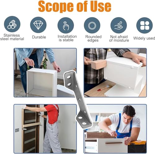 Furniture Corner Connector with Nails for Shelves, Cabinets, Tables, Chairs T3652