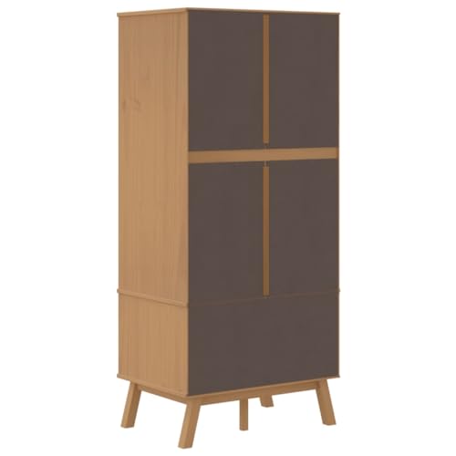 Solid Wood Wardrobe Armoire with 2 Drawers and Large Compartment Q35933