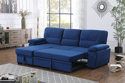 L Shaped Sleeper Sectional Sofa with Storage Chaise, Black Grey U629421