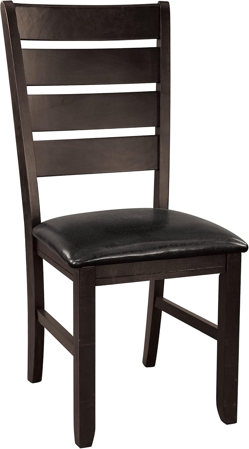 Dark Oak Dining Table Set with 4 Side Chairs and Self-Storing Leaf R58557