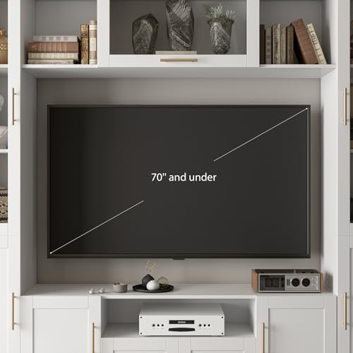 Modern TV Stand with Glass Doors and Shelves for Living Room N2292