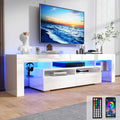 70in TV Stand for 75/80 inch TV,Modern LED TV Stand for Living Room,Black TV Stand,High Gloss TV Entertainment Center with Storage Drawer,APP RGB Light,TV Console(71in White)