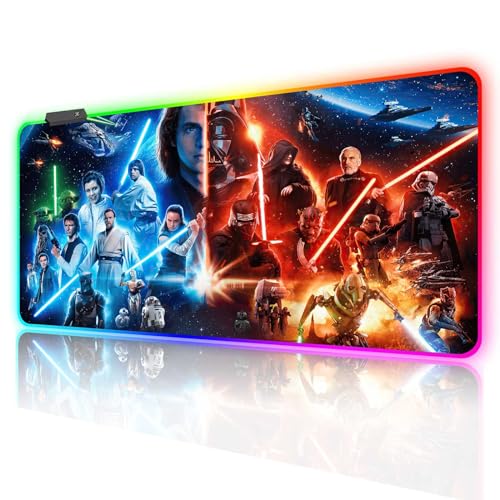 Large Gaming RGB Mouse Pad Spaceship Space Sci-fi Control Console Display Custom Desk Pad,Mousepad with Anti-Slip Rubber Base,Stitched Frame Mouse Mat,Portable Desk Mat for Office Work,31.5"X15.7"