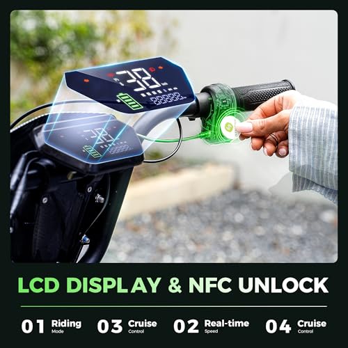 Electric Scooter for Adults, 28 Miles Range, 14'' Fat Tire, with Turn Signals L38069
