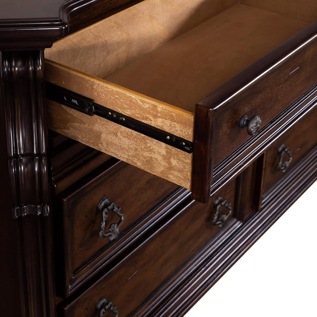 8 Drawer Double Dresser, Brownstone Finish C388