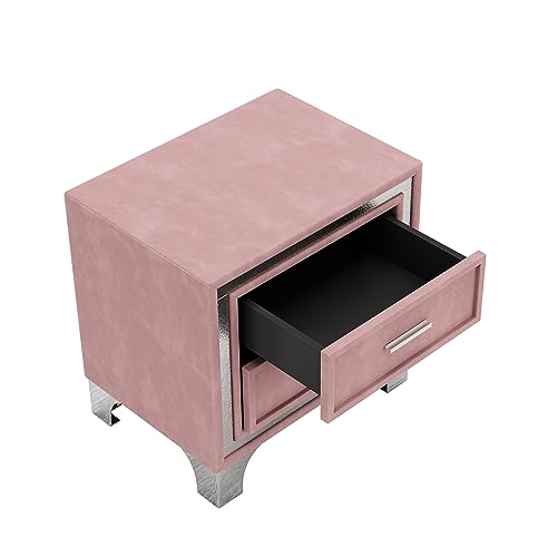 Queen Size Upholstered Platform Bed with LED Lights and 2 Nightstands E200234
