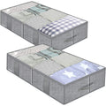 Foldable Underbed Bags - Blankets Clothes Comforters Storage Bag Breathable Zippered Organizer for Bedroom with Clear Window