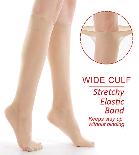 9 Pairs Knee High Pantyhose with Reinforced Toe A795577